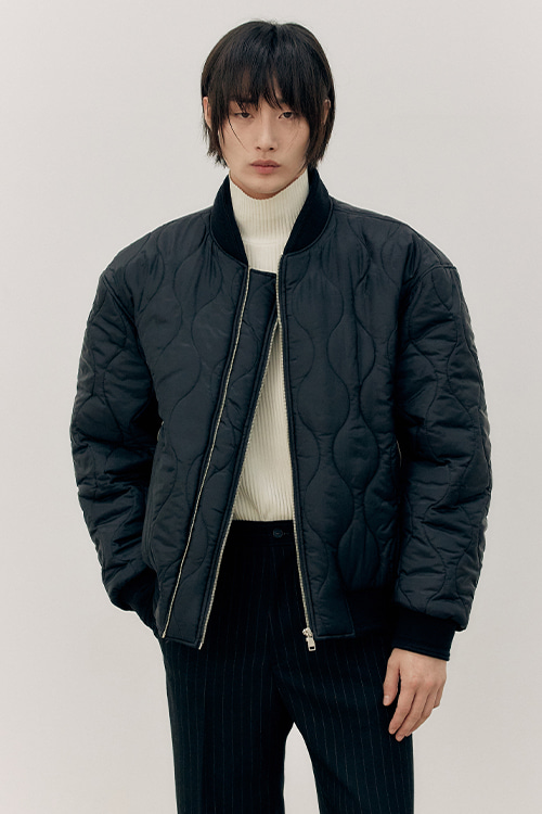 Double-Open Point Quilted Blouson Bomber Jumper